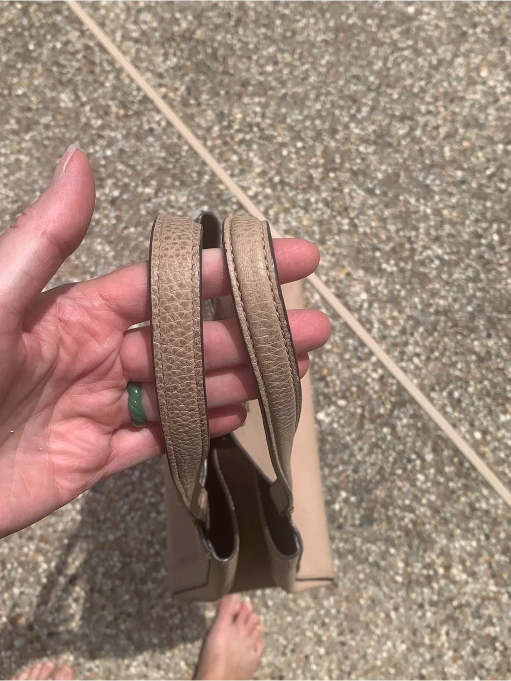 Tory Burch Pebbled Leather Shoulder Tote in Neutral Color Dust Cover Included